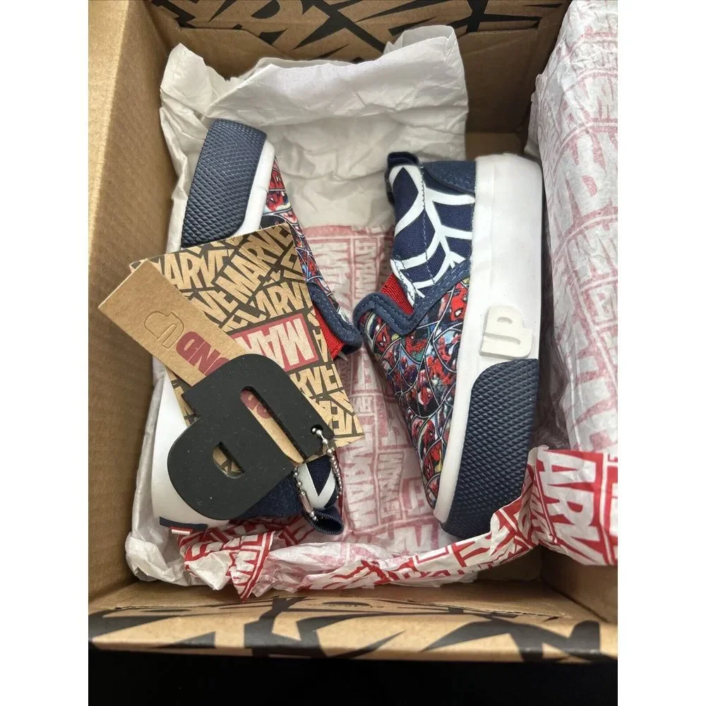 Marvel Spider-Man Slip On Sneakers‎ Size 5C NEW In Box, GROUND UP Blue/Red